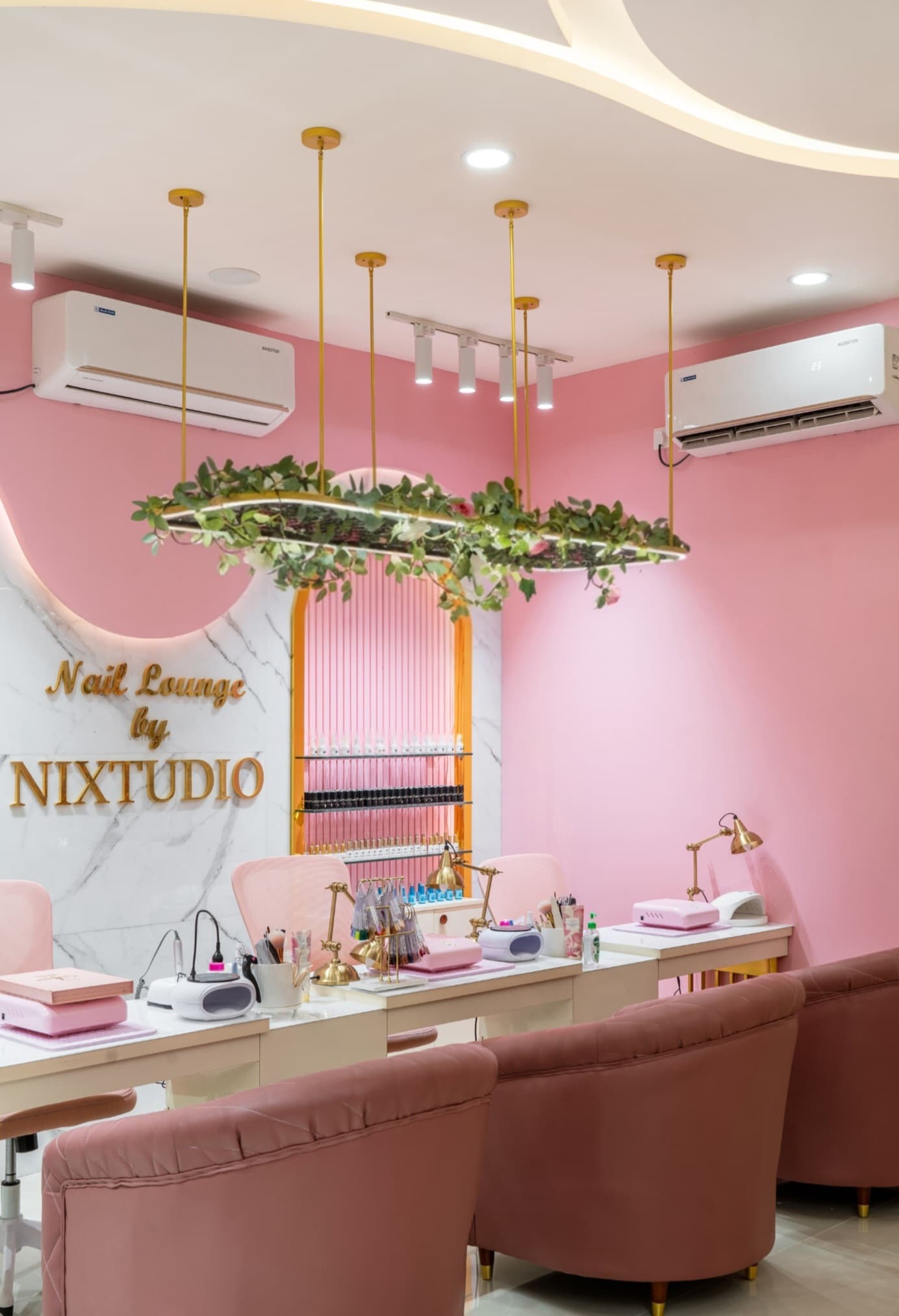 NIXTUDIO Nail Lounge interior — luxury makeup studio in Pala Kerala
